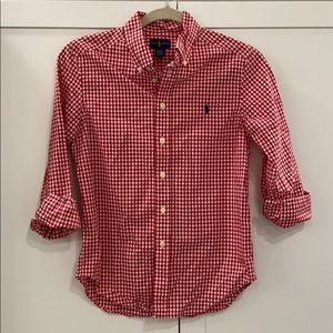 Red gingham dress shirt Ralph Lauren